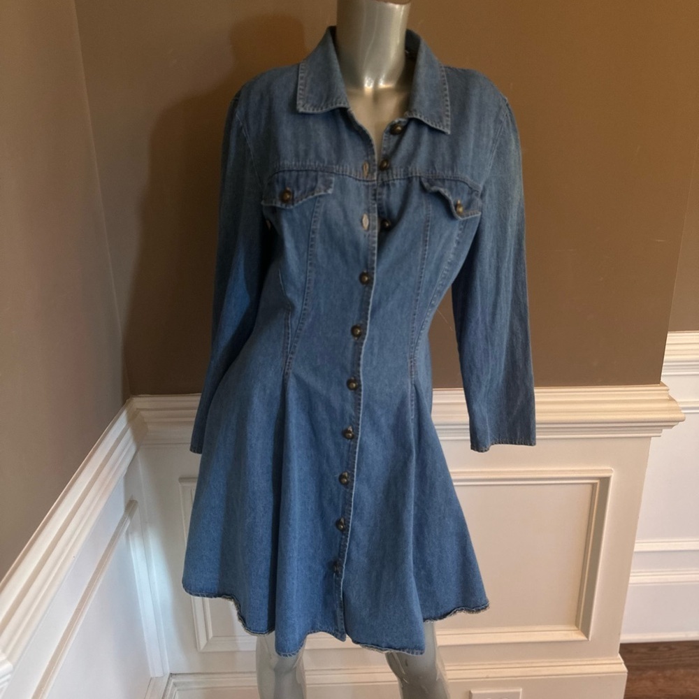 PARIS SPORTS CLUB Mini Medium Denim Button Up Shirt Dress Sz 7